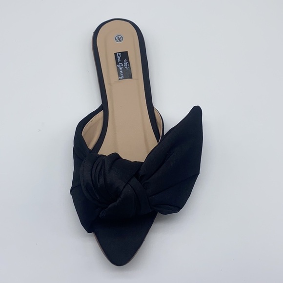Lina Gomez - Black Fabric Open Toe Knot Bow Sandal Size 36 - Picture 9 of 14